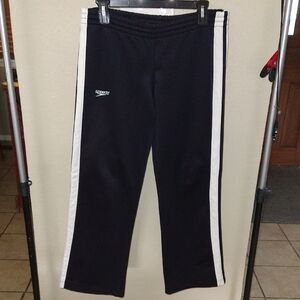 Speedo Black Track Pants with White Side Stripes